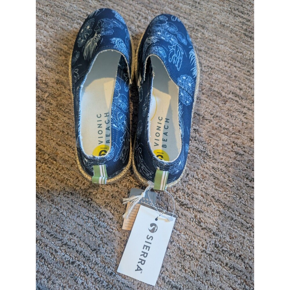 Vionic Beach Canva S 9 Laguna Espadrille Slip-On Shoes Blue Ocean Flats Women's - Picture 2 of 6